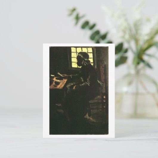 Bauernfrau, die Mahlzeit einnimmt, Vincent van Gog Postkarte (Stehend Vorderseite)