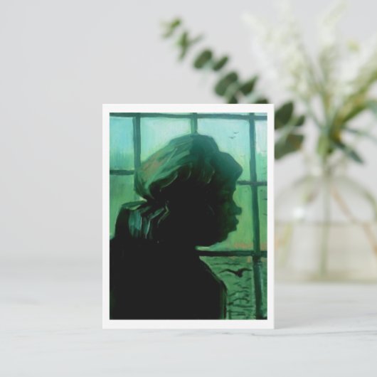 Bauernfrau gegen Fenster, Vincent van Gogh Postkarte (Stehend Vorderseite)