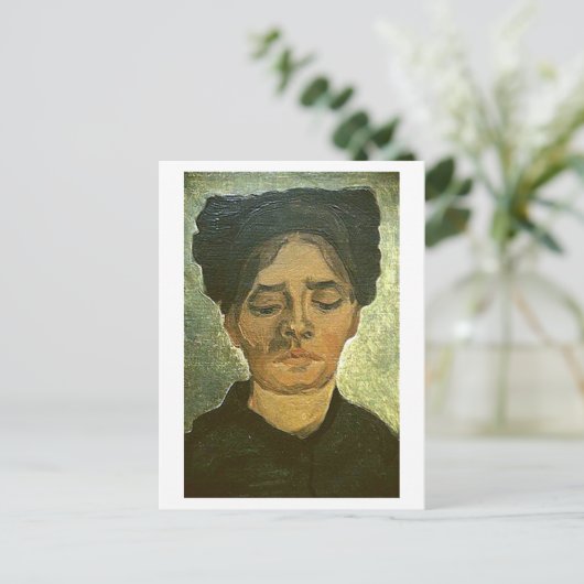 Bauernfrau mit dunkler Kappe, Vincent van Gogh Postkarte (Stehend Vorderseite)