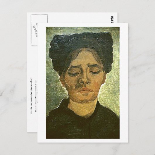 Bauernfrau mit dunkler Kappe, Vincent van Gogh Postkarte (Vorne/Hinten)