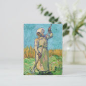 Bauernfrau mit Rake, Vincent van Gogh Kunstkunst Postkarte (Stehend Vorderseite)