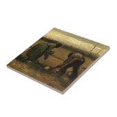 Bauernfrau Pflanzende Kartoffel von Vincent van Go Fliese (Seite)