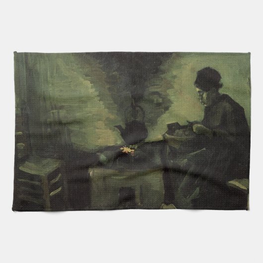Bauernfrau von Feuerstelle von Vincent van Gogh Geschirrtuch (Horizontal)