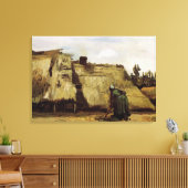 Bauernfrauen graben vor ihrer Hütte Leinwanddruck (Insitu (Wohnzimmer))