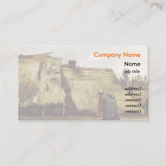 Bauernfrauen graben vor ihrer Hütte Vin Visitenkarte (Vorderseite)