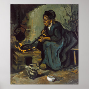 Bauernfrauen Kochen am Kamin von Van Gogh Poster
