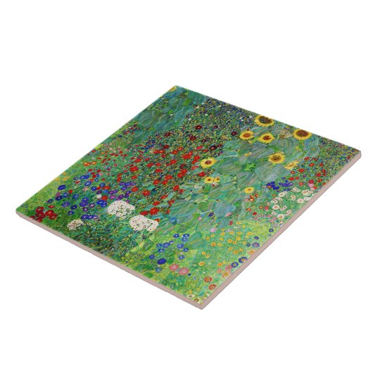Bauerngarten Gustav Klimt mit Sonnenblumenmalereie Fliese (Seite)
