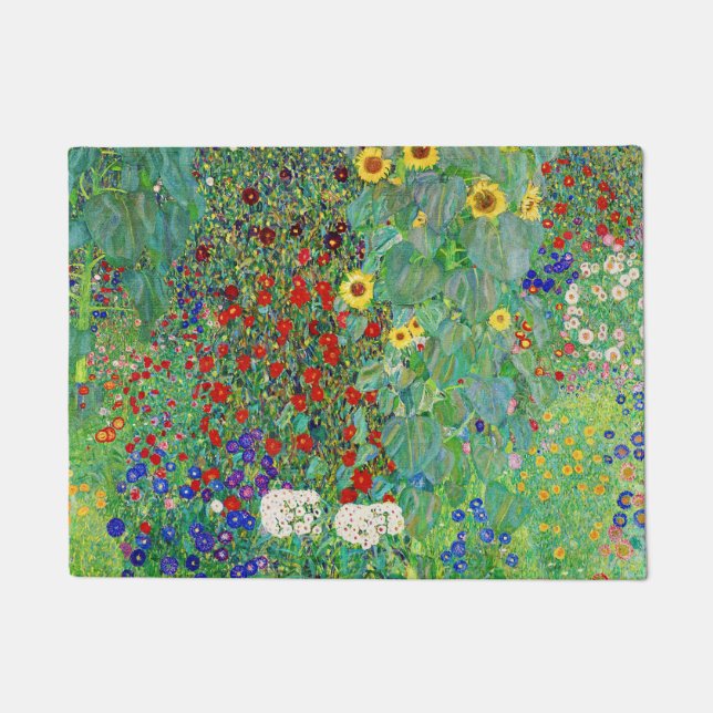 Bauerngarten Gustav Klimt mit Sonnenblumenmalereie Fußmatte (Vorderseite)