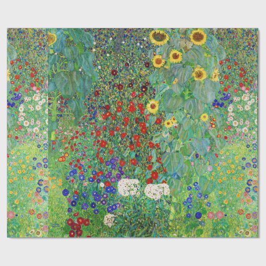 Bauerngarten Gustav Klimt mit Sonnenblumenmalereie Geschenkpapier (Flach)