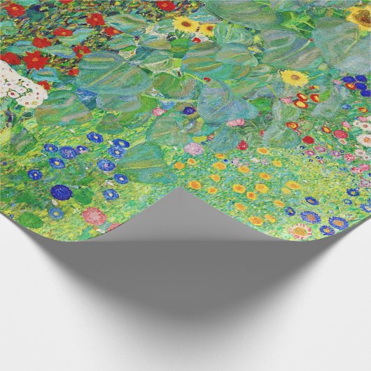Bauerngarten Gustav Klimt mit Sonnenblumenmalereie Geschenkpapier (Ecke)