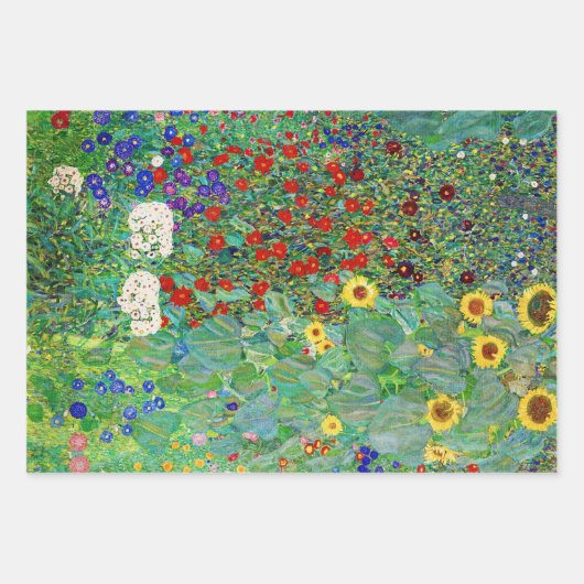Bauerngarten Gustav Klimt mit Sonnenblumenmalereie Geschenkpapier Set (Vorderseite 3)