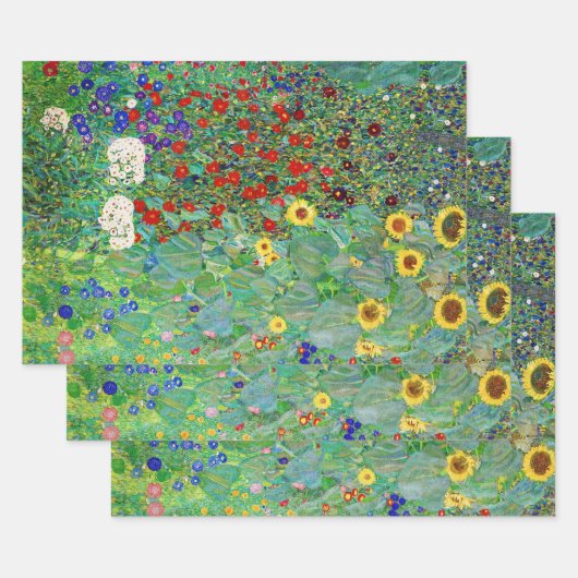 Bauerngarten Gustav Klimt mit Sonnenblumenmalereie Geschenkpapier Set (Set)