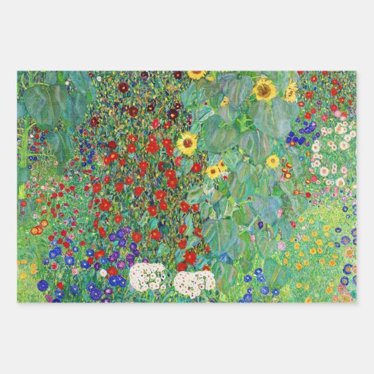 Bauerngarten Gustav Klimt mit Sonnenblumenmalereie Geschenkpapier Set (Vorderseite)