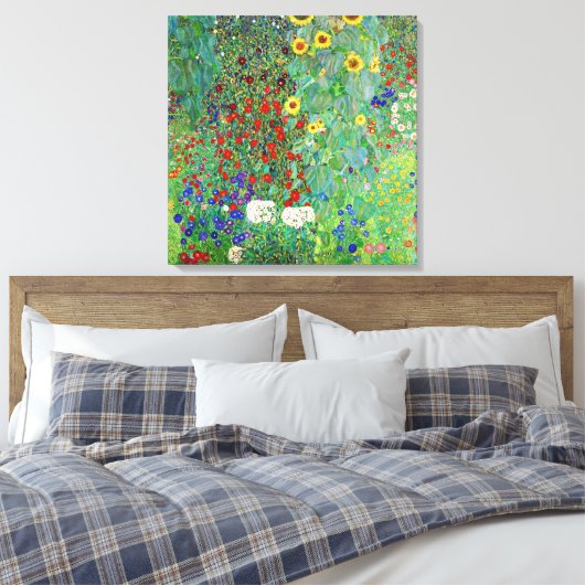 Bauerngarten Gustav Klimt mit Sonnenblumenmalereie Leinwanddruck (Insitu (Schlafzimmer))