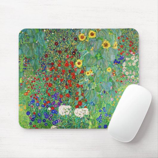 Bauerngarten Gustav Klimt mit Sonnenblumenmalereie Mousepad (Mit Mouse)