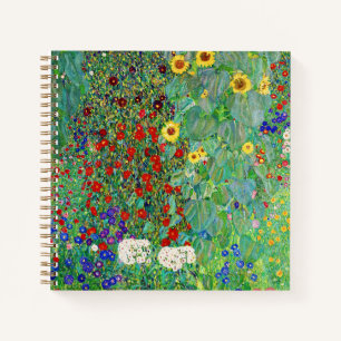 Bauerngarten Gustav Klimt mit Sonnenblumenmalereie Notizblock