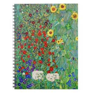 Bauerngarten Gustav Klimt mit Sonnenblumenmalereie Notizblock