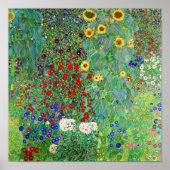 Bauerngarten Gustav Klimt mit Sonnenblumenmalereie Poster (Vorne)