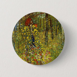 Bauerngarten mit Crucifix von Gustav Klimt Button