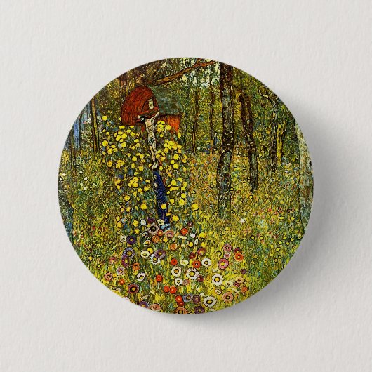 Bauerngarten mit Crucifix von Gustav Klimt Button (Vorderseite)