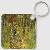 Bauerngarten mit Crucifix von Gustav Klimt Schlüsselanhänger (Rückseite)