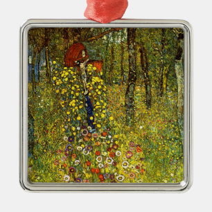 Bauerngarten mit Crucifix von Gustav Klimt Silbernes Ornament