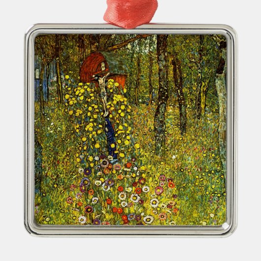 Bauerngarten mit Crucifix von Gustav Klimt Silbernes Ornament (Vorne)