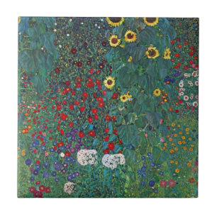 Bauerngarten mit Sonnenblume von Klimt, Vintage Bl Fliese