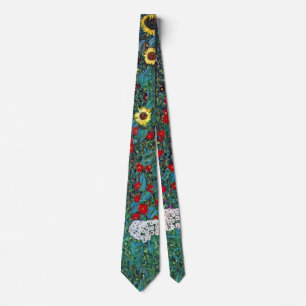 Bauerngarten mit Sonnenblume von Klimt, Vintage Bl Krawatte