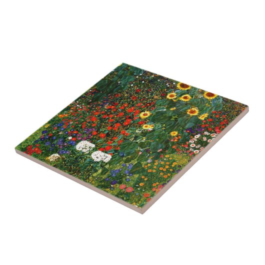 Bauerngarten mit Sonnenblumen, beliebte Kunst Fliese (Seite)