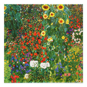 Bauerngarten mit Sonnenblumen, beliebtes Gemälde Poster