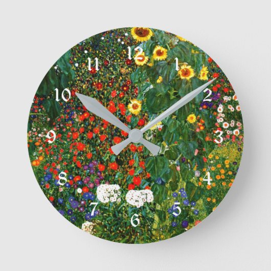 Bauerngarten mit Sonnenblumen, berühmtes Gemälde Runde Wanduhr (Vorderseite)