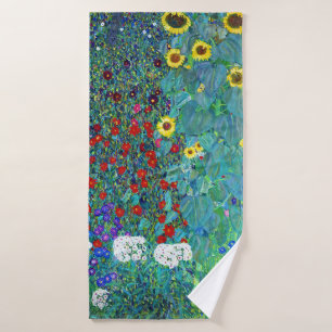 Bauerngarten mit Sonnenblumen, Gustav Klimt Badehandtuch