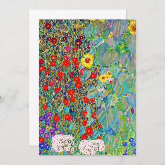 Bauerngarten mit Sonnenblumen Gustav Klimt Einladung (Vorne/Hinten)