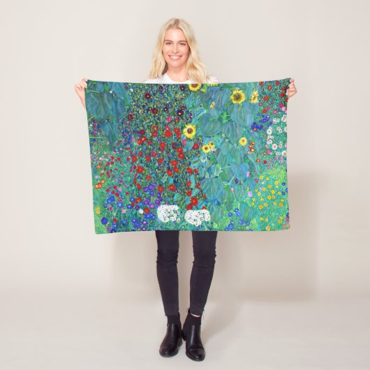 Bauerngarten mit Sonnenblumen, Gustav Klimt Fleecedecke (Beispiel)