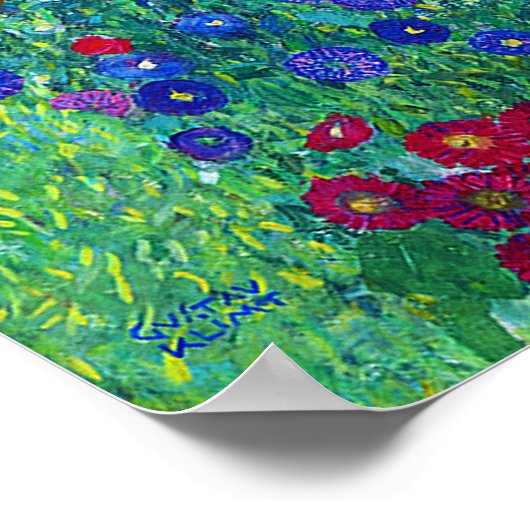 Bauerngarten mit Sonnenblumen, Gustav Klimt Poster (Ecke)