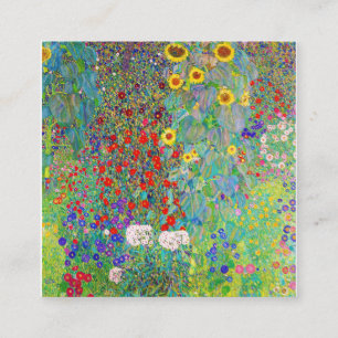 Bauerngarten mit Sonnenblumen Gustav Klimt Quadratische Visitenkarte