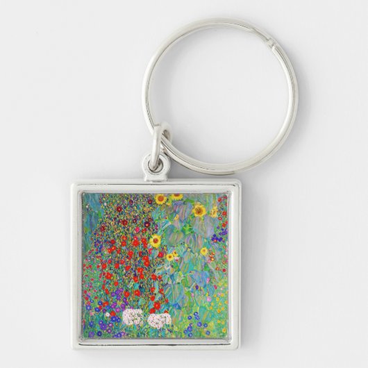 Bauerngarten mit Sonnenblumen Gustav Klimt Schlüsselanhänger (Vorne)