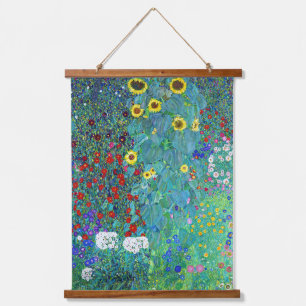 Bauerngarten mit Sonnenblumen, Gustav Klimt Wandteppich Mit Holzrahmen
