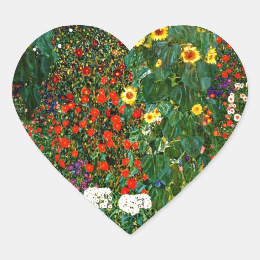 Bauerngarten mit Sonnenblumen Herzaufkleber Herz-Aufkleber (Vorderseite)