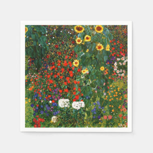 Bauerngarten mit Sonnenblumen, Kunst von Gustav Kl Serviette