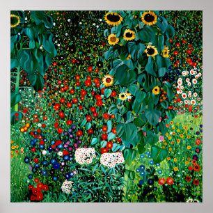 Bauerngarten mit Sonnenblumen von Gustav Klimt Poster