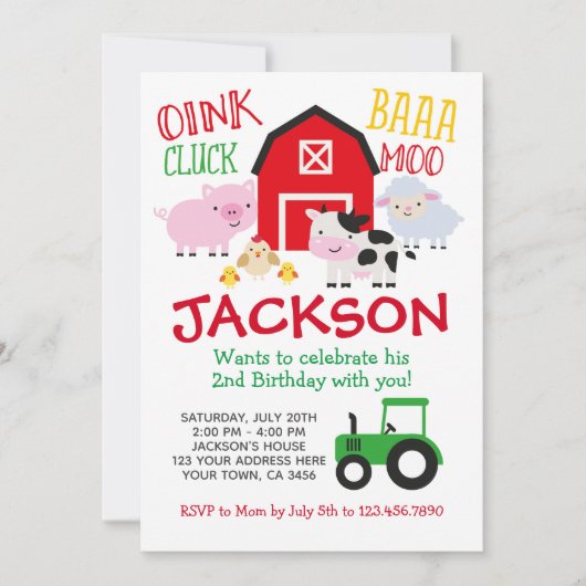 BauernGeburtstag Einladung (Vorderseite)