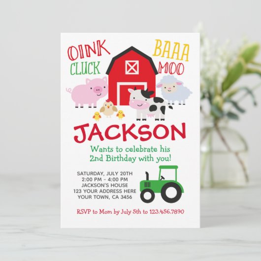 BauernGeburtstag Einladung (Stehend Vorderseite)