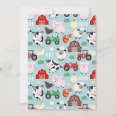 Bauerngeld 1. Geburtstag der Farm Tier Geburtstag Einladung (Rückseite)