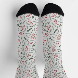 Bauerngraue, dunkelgrüne, rote Blattstruktur niedl Socken