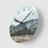 Bauernhaus-Ansicht Runde Wanduhr (Winkel)