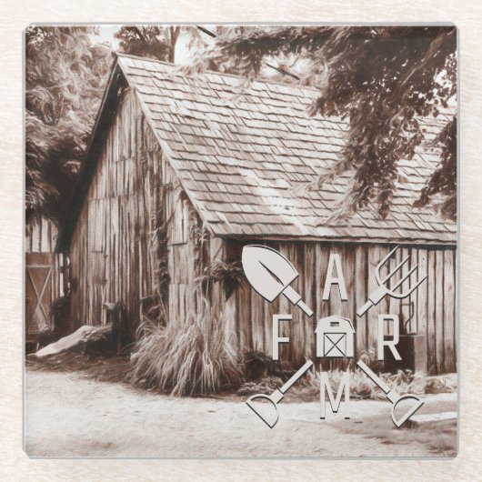 Bauernhaus Antiker Stall Glasuntersetzer (Vorderseite)