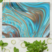 Bauernhaus aquamarin blau Woodgrain türkisfarbene  Geschirrtuch (Gefaltet)