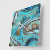 Bauernhaus aquamarin blau Woodgrain türkisfarbene Quadratische Wanduhr (Winkel)